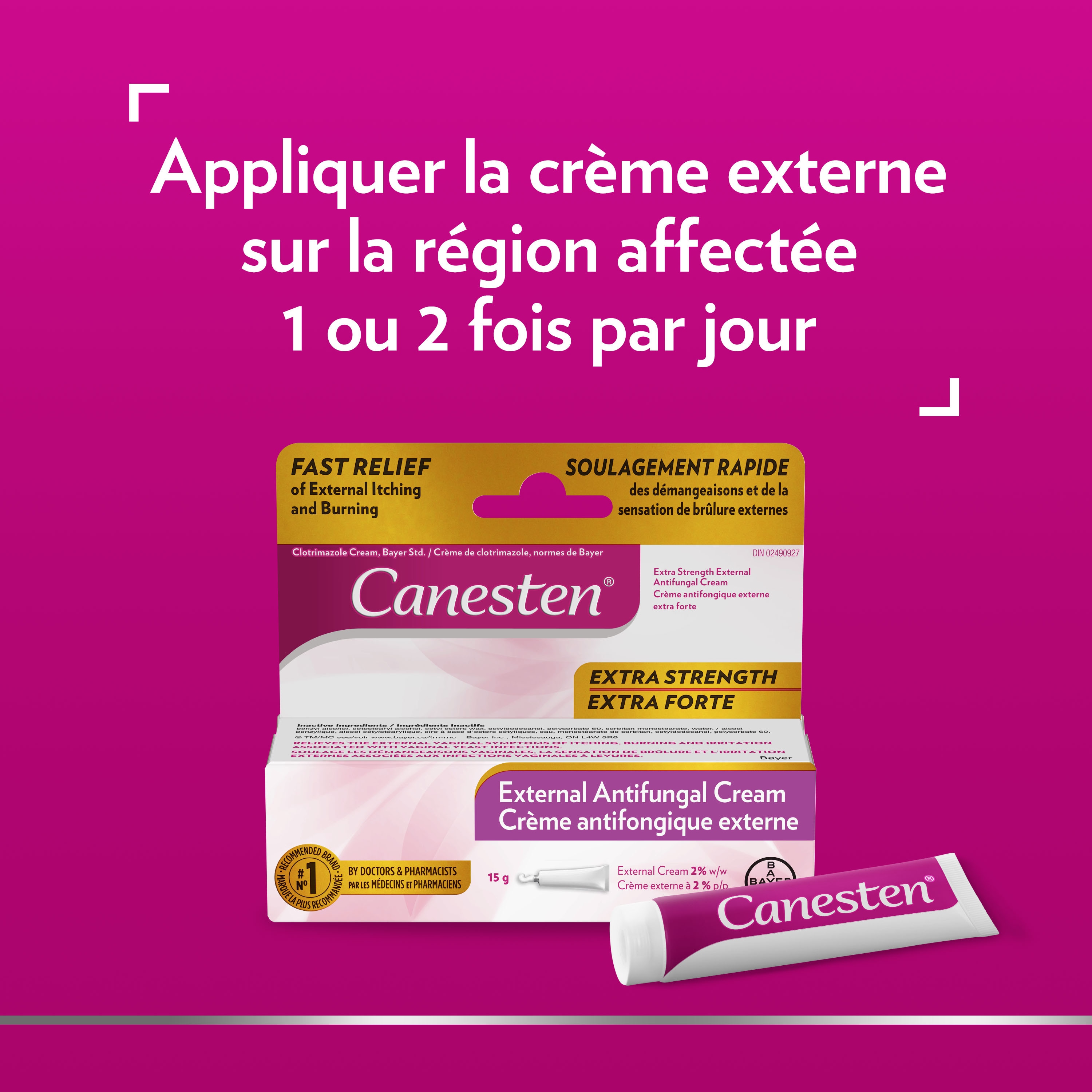 Crème Antifongique Canesten – Anti-démangeaisons, éruptions Cutanées – 30 G